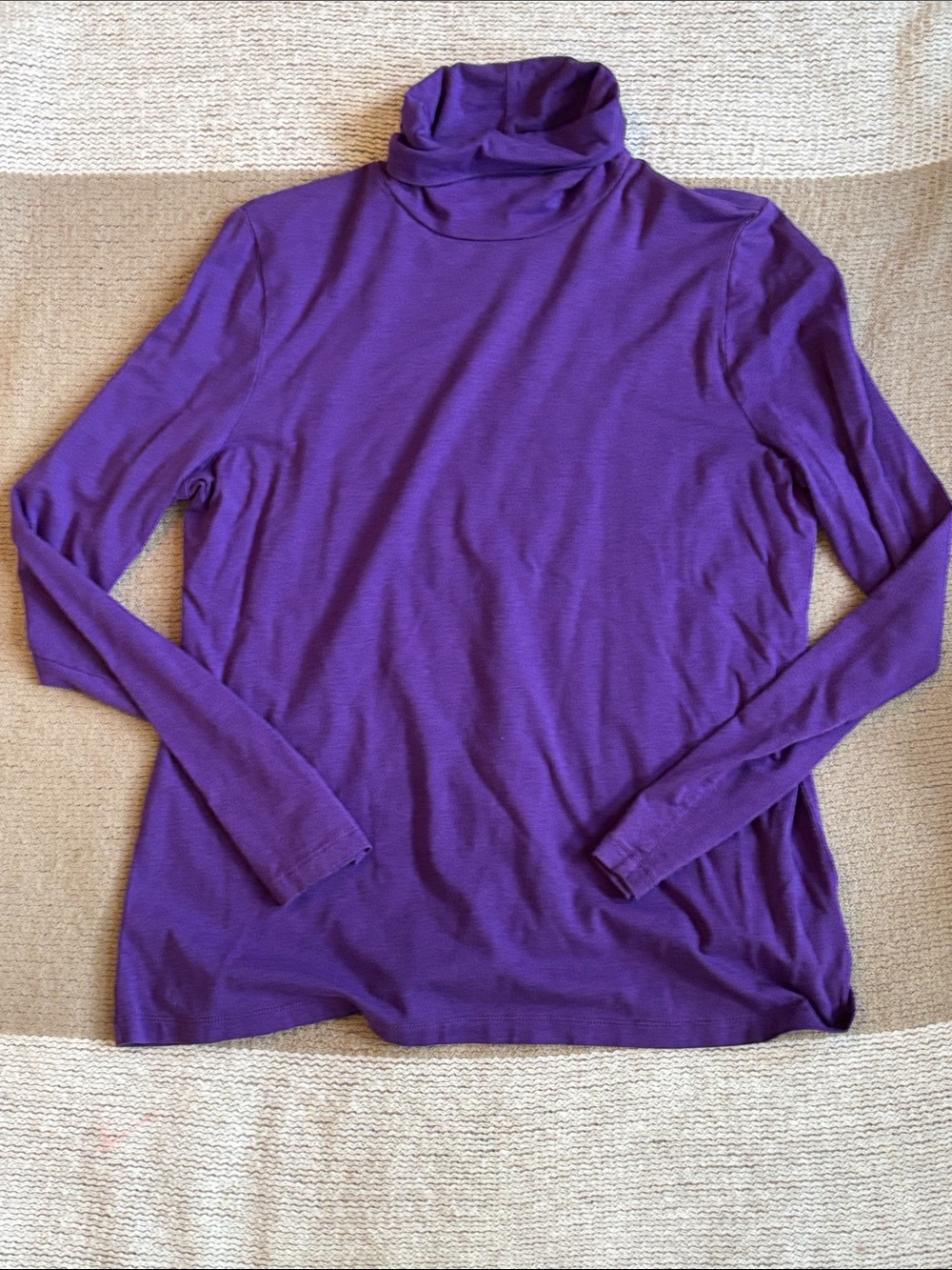 Lands' End Purple Long-Sleeve Turtleneck Top
